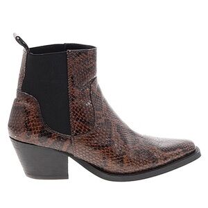 Everlane Brown Snake Print Embossed Leather Boots